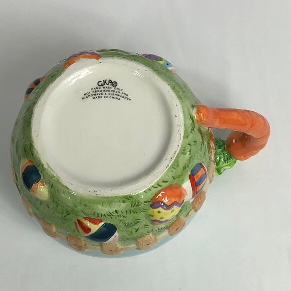 GKA Collector's Rabbit Couple Easter Egg Hunt Water Juice Pitcher Jug 7" Tall - Picture 8 of 11